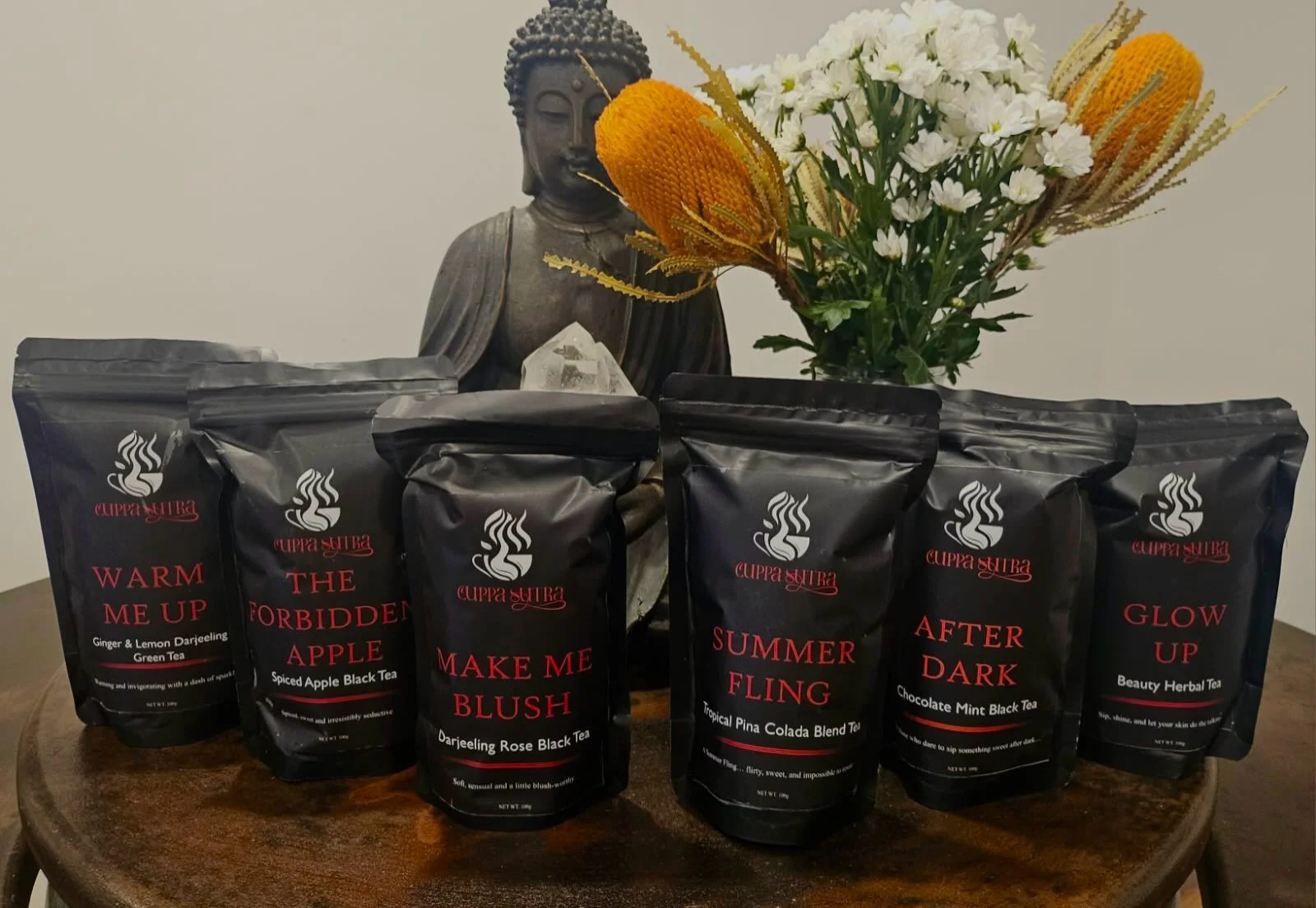 Our herbal blends have arrived! Will be available on our website in the next 48 hours! #cuppasutra #summerfling #afterdark #makemeblush #glowup