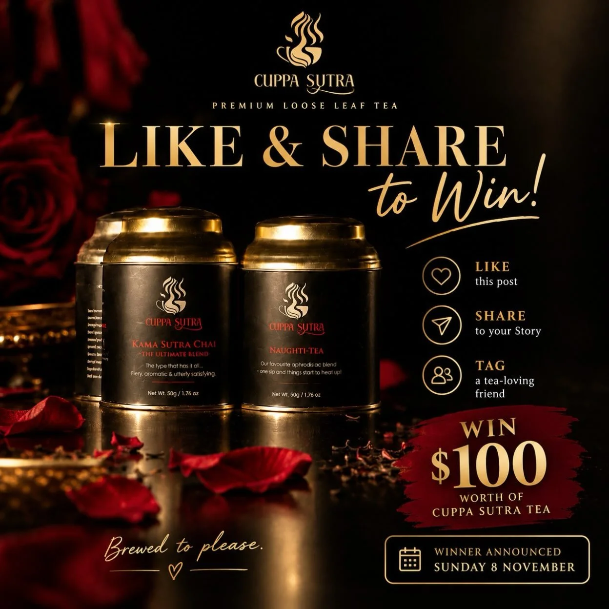 ❤️ GIVEAWAY TIME, TEA LOVERS! ❤️

Fancy winning a little Cuppa Sutra indulgence? We&rsquo;re giving one lucky tea lover a deliciously tempting tea gift pack!

Here&rsquo;s how to enter:

❤️ Follow @cuppasutra 
❤️ Like this post 
❤️ Tag a tea-loving f