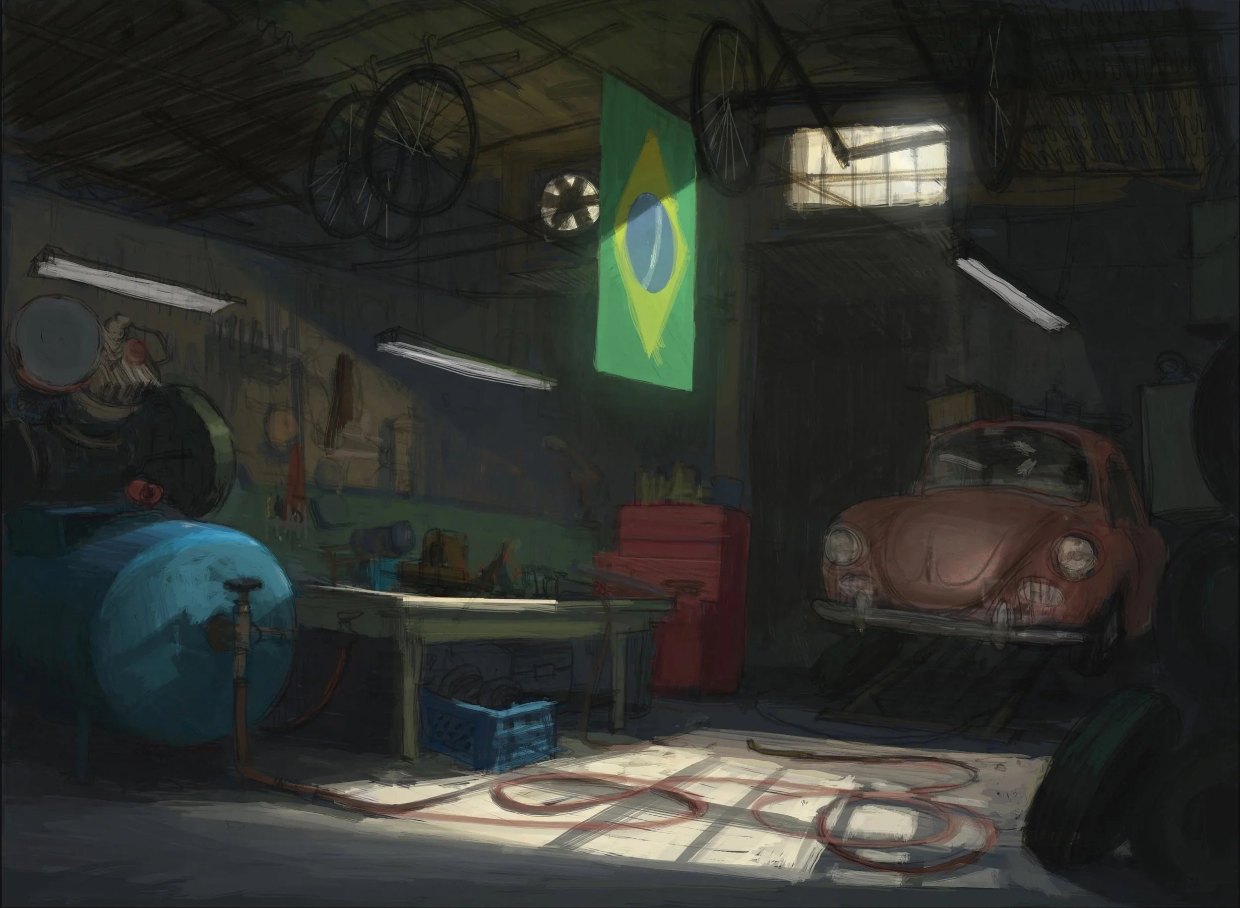 "Rio" lighting/color study - drawing by Peter Chan