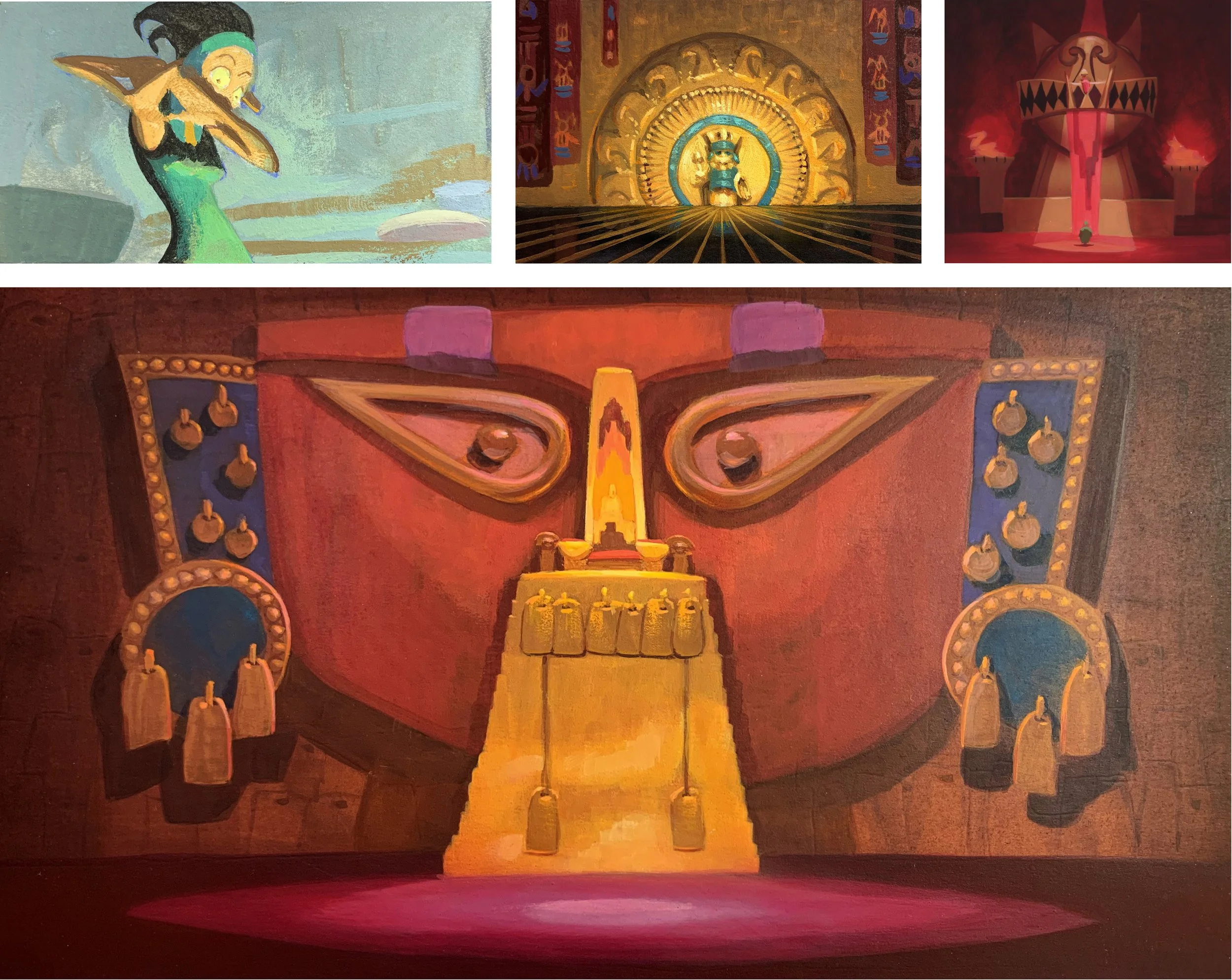 "The Emperor's New Groove" throne room concepts and color studies