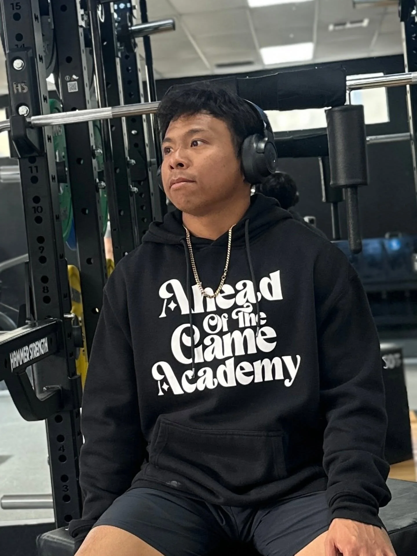 Coach Brahndo in the weight room working on his wellness and strengthening. Thanks to the parents who made this hoodie for him. Keep going Coach!