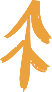 Gold-colored symbol resembling a stylized flame or feather