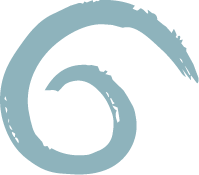 A teal spiral shape on a white background