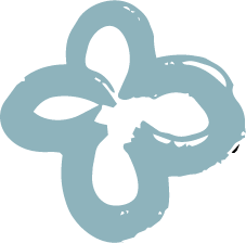 A simple, abstract blue flower with four petals