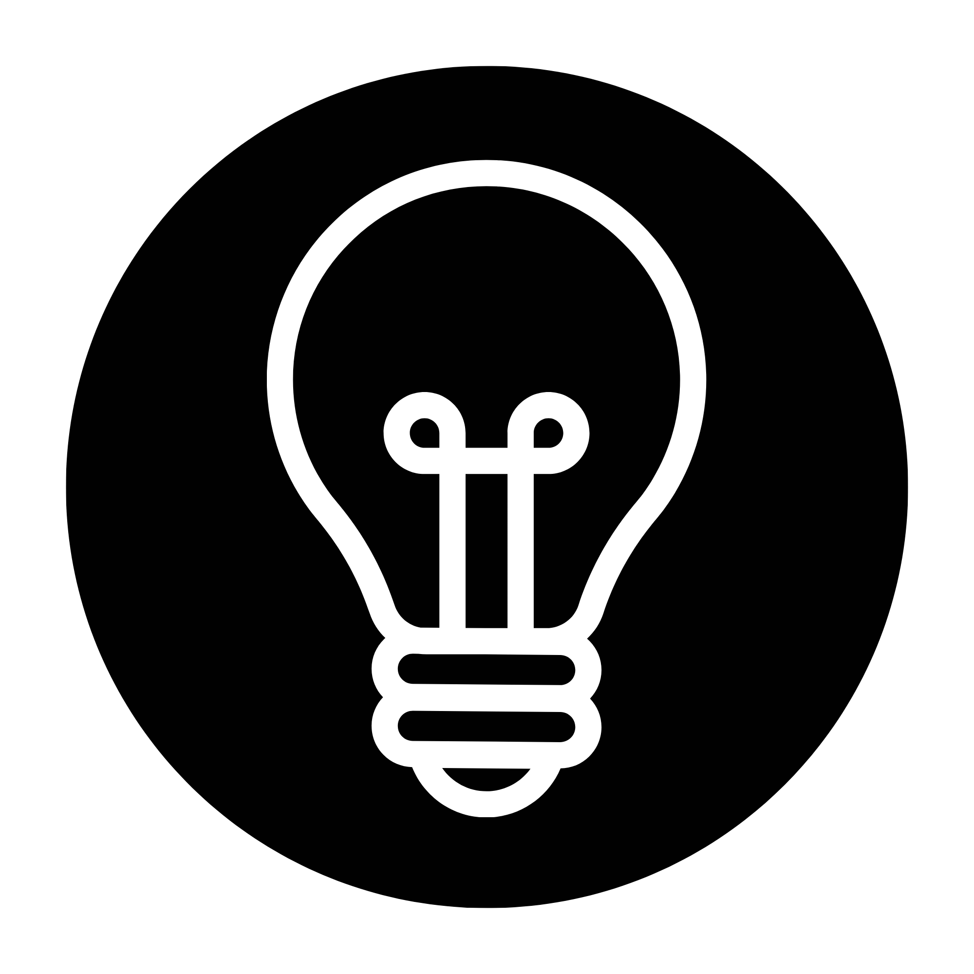 Icon of a lightbulb with a pig's face inside it on a black background.