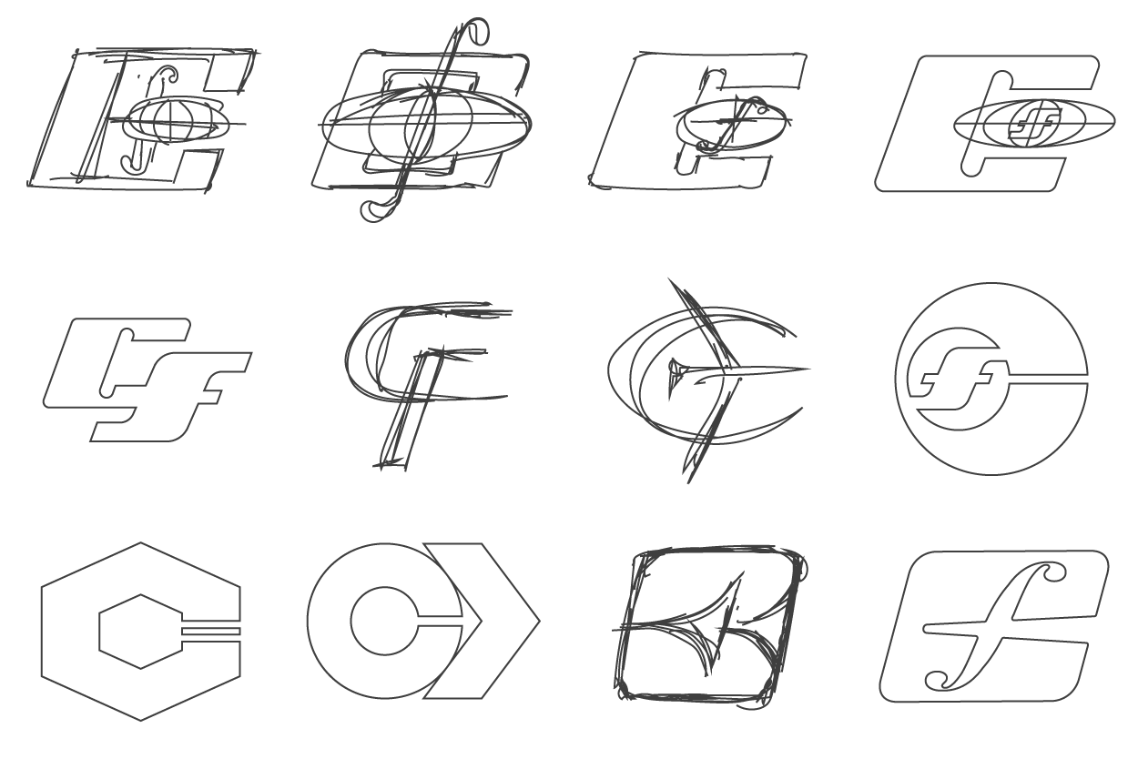 Letterform identity sketches