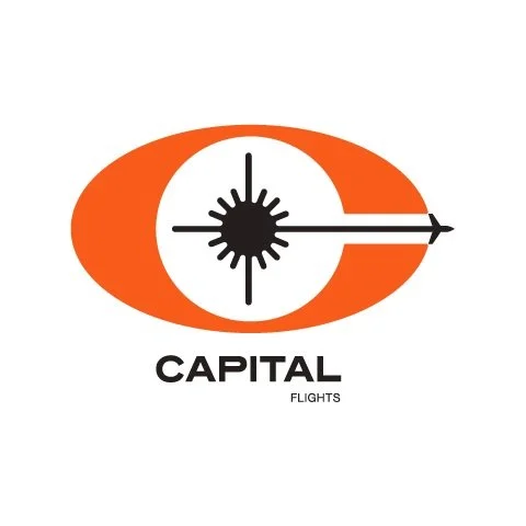 Capital Flights logo concept 8: Orbital arrow emblem