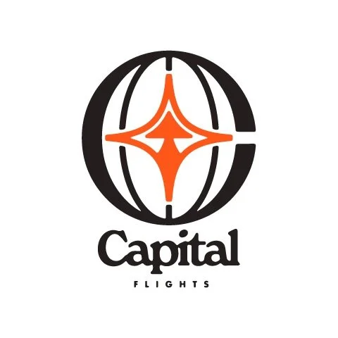 Capital Flights logo concept 6: Globe and star emblem