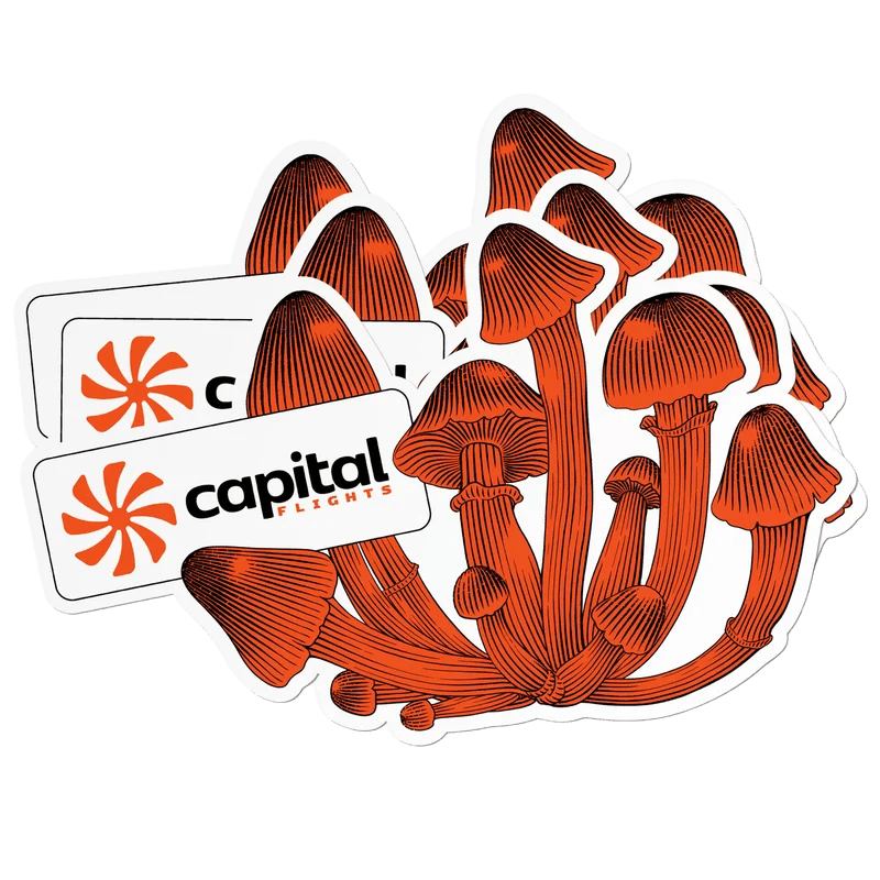 Capital Flights mushroom stickers