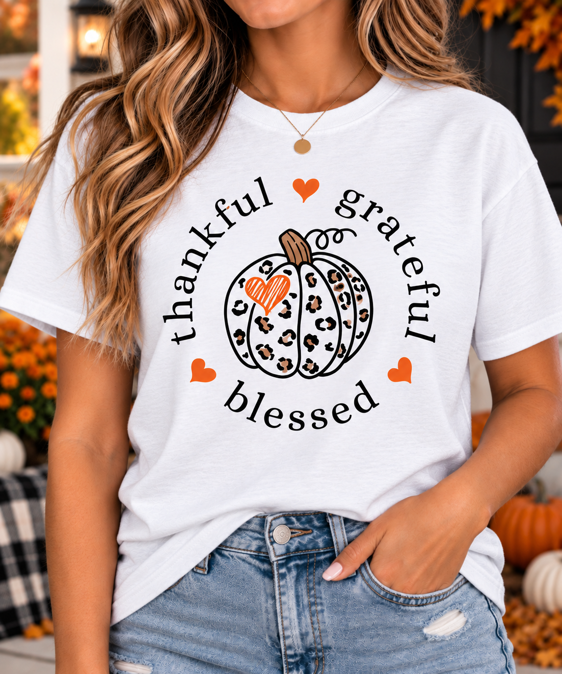 Thankful Grateful Blessed Leopard Pumpkin