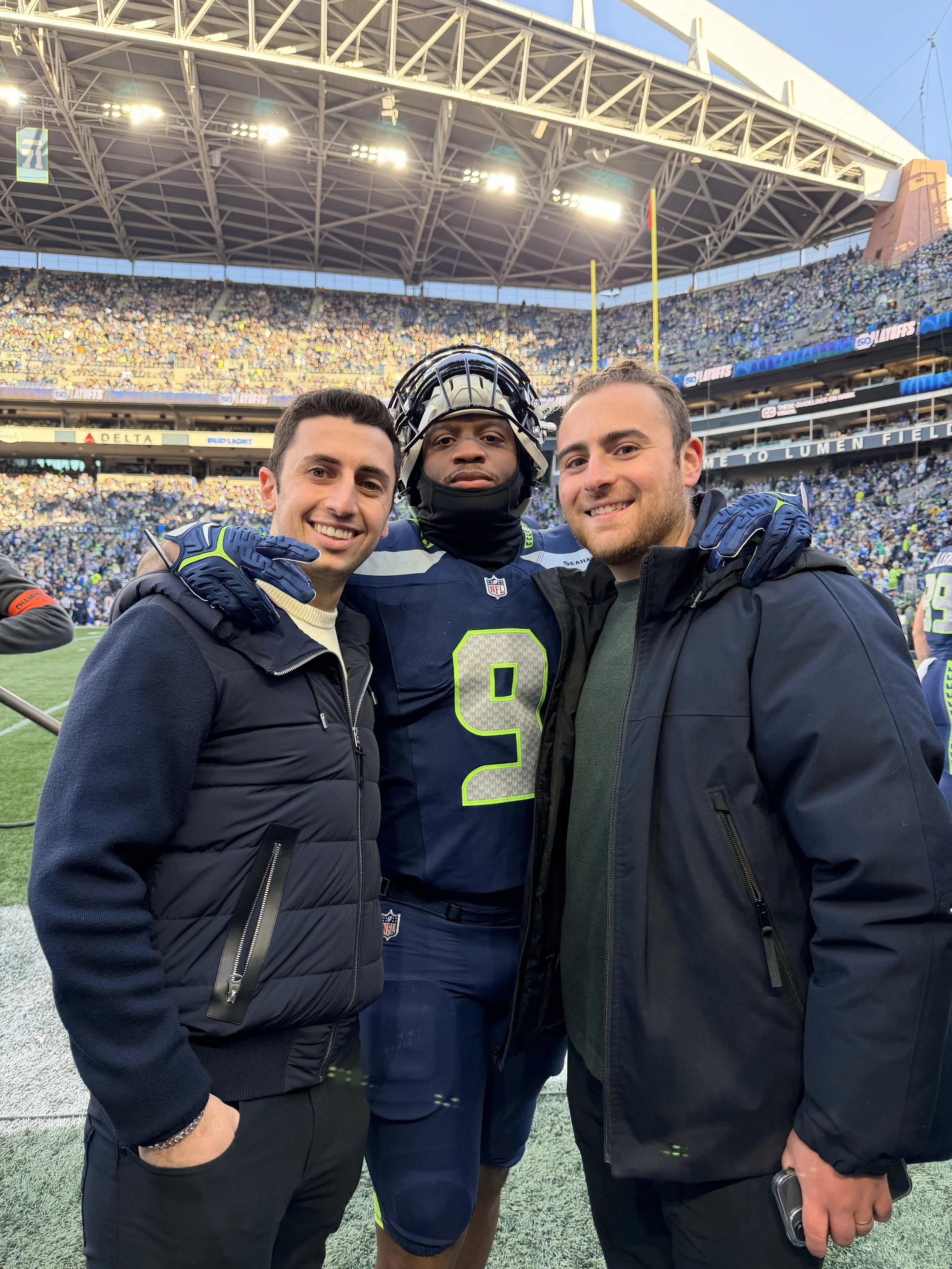 Fred Salem and Joey Alhadeff with Kenneth Walker Sideline