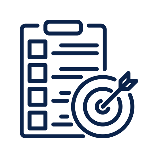 Checklist with a target and arrow icon.