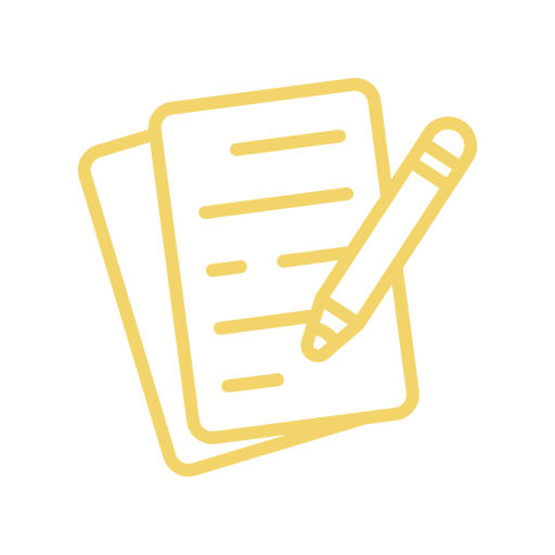 Icon of a notepad with a pen, representing writing or note-taking.