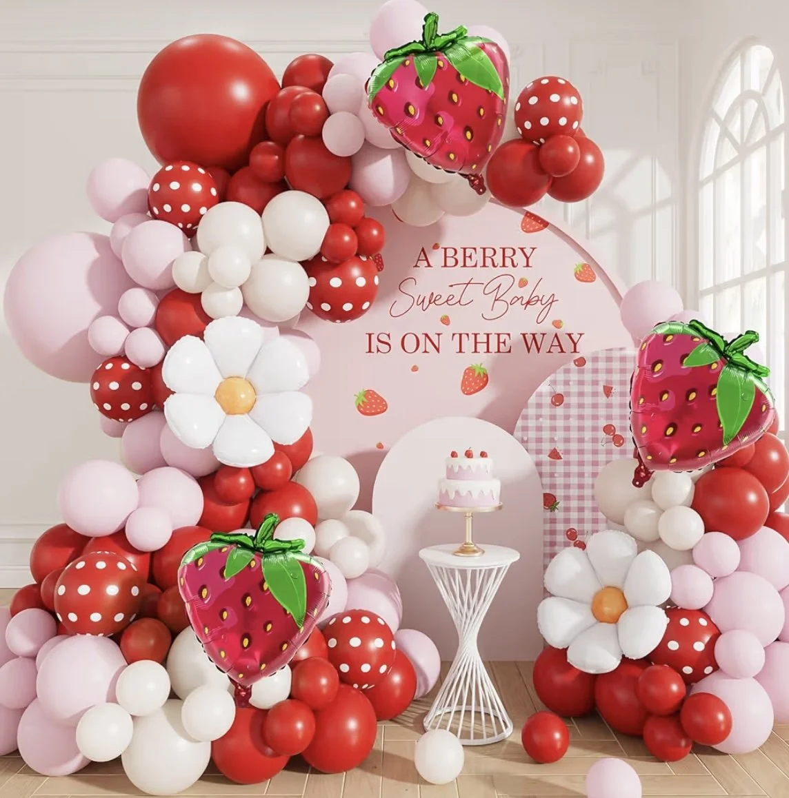 Birthday Party Idea Berry First Birthday Balloon Garland.jpg