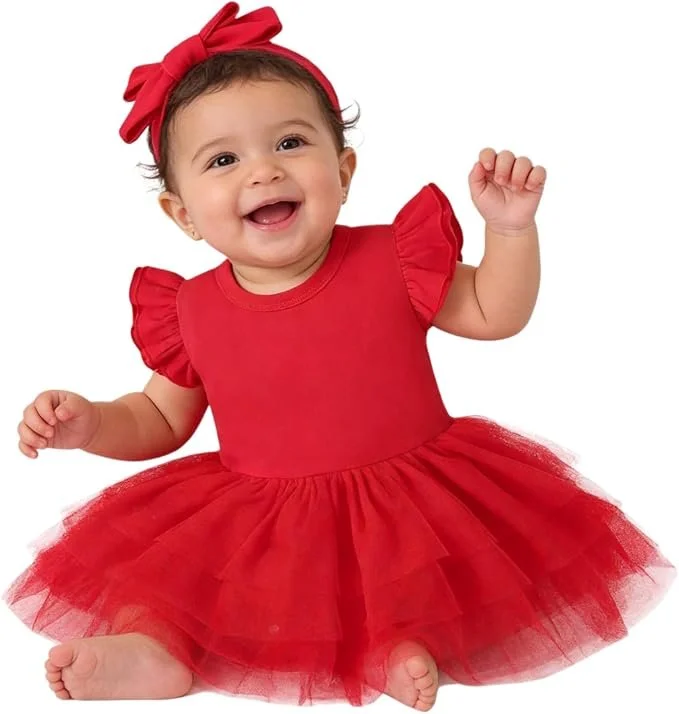 Berry First Birthday Party Outfit Idea Solid Red Dress.jpg