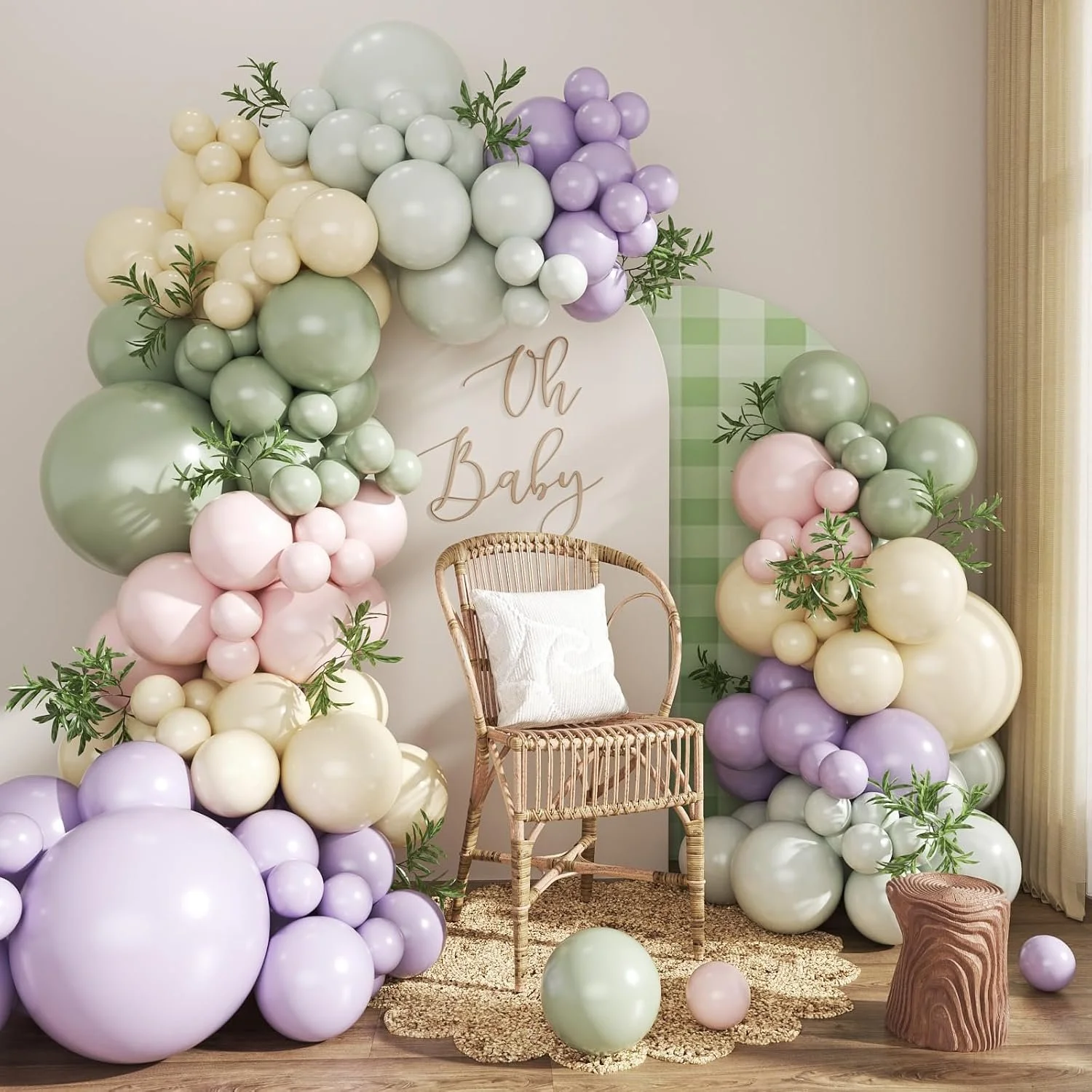 Birthday Party Idea Wildflower Birthday Balloon Garland with Purple.jpg