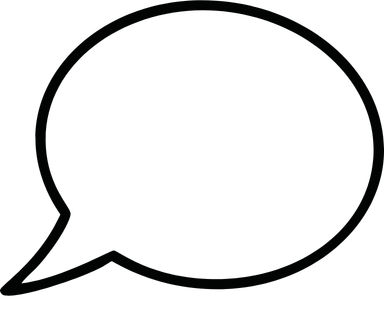 Empty black speech bubble with a small tail on the bottom left.