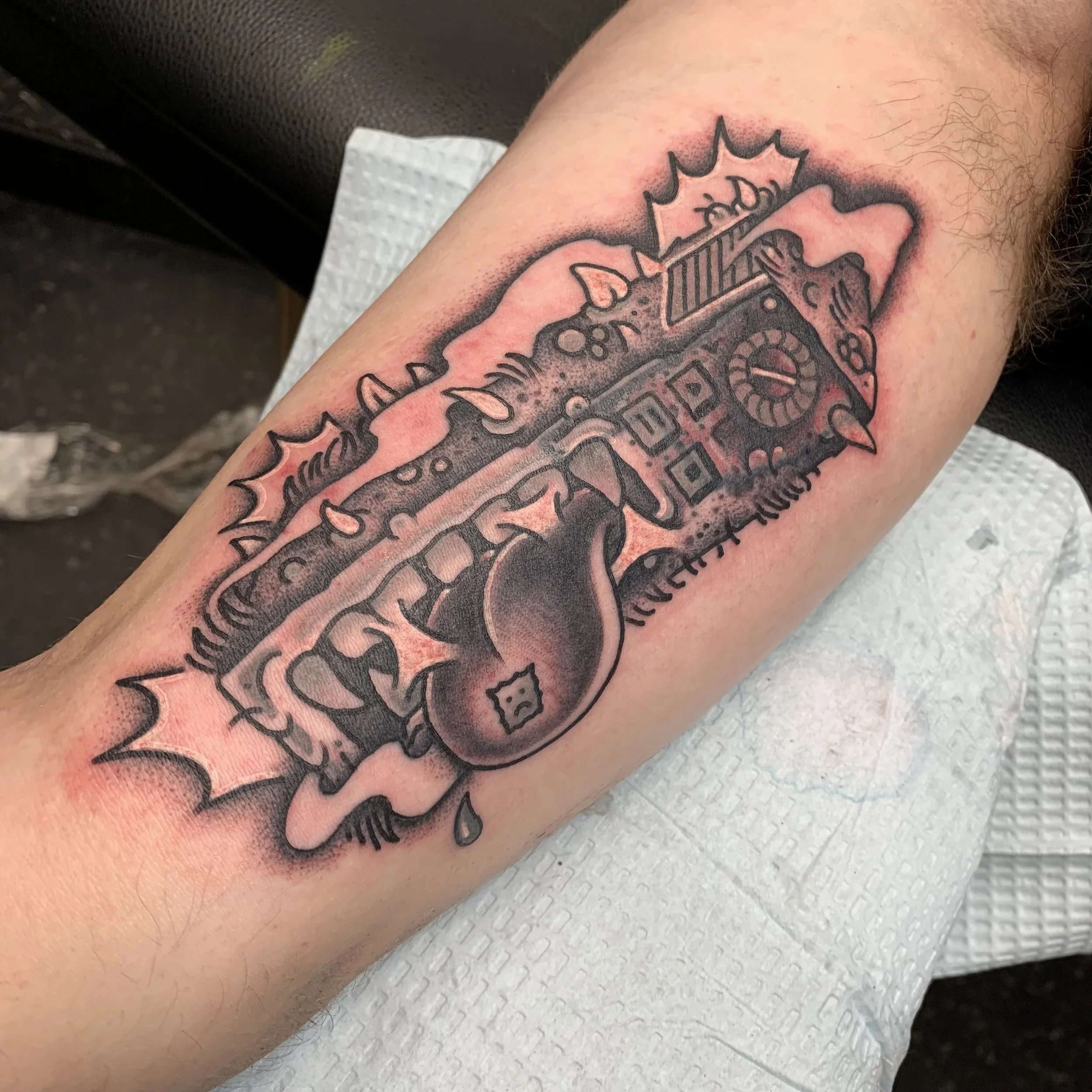 AFTER- Monster VCR devours old Oklahoma tattoo