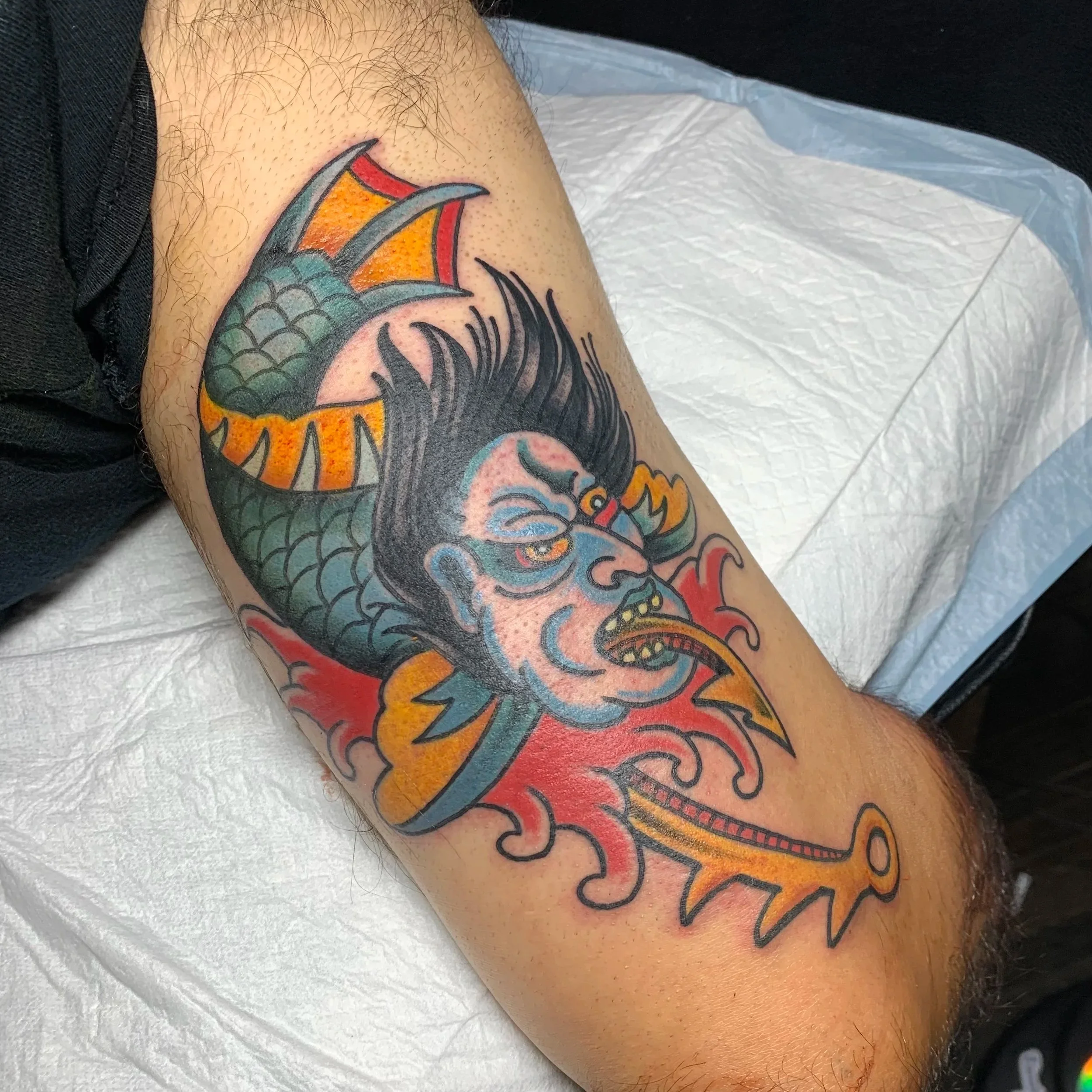 Japanese Traditional Koi tattoo mashup with a Namakubi