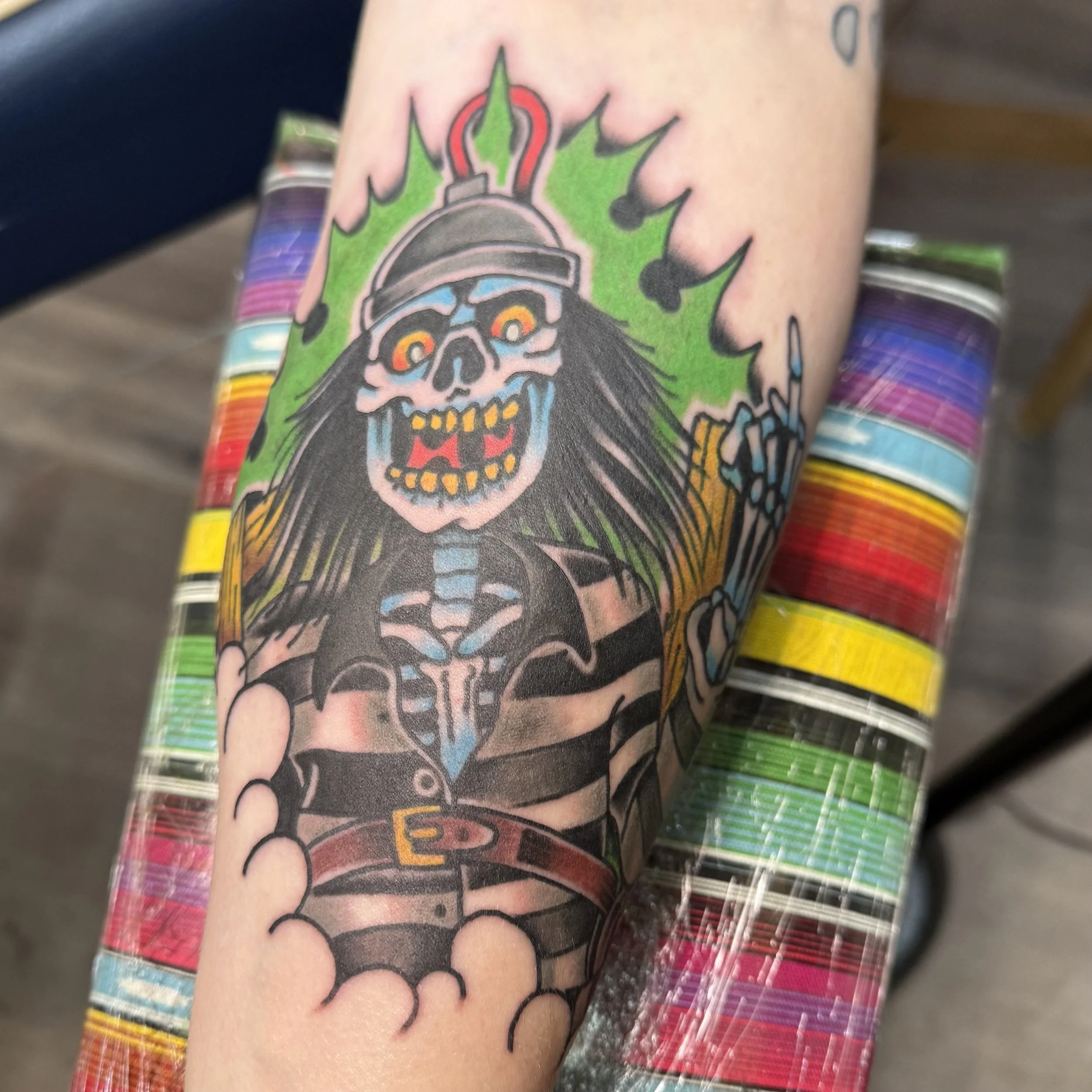 Electric Chair skeleton tattoo