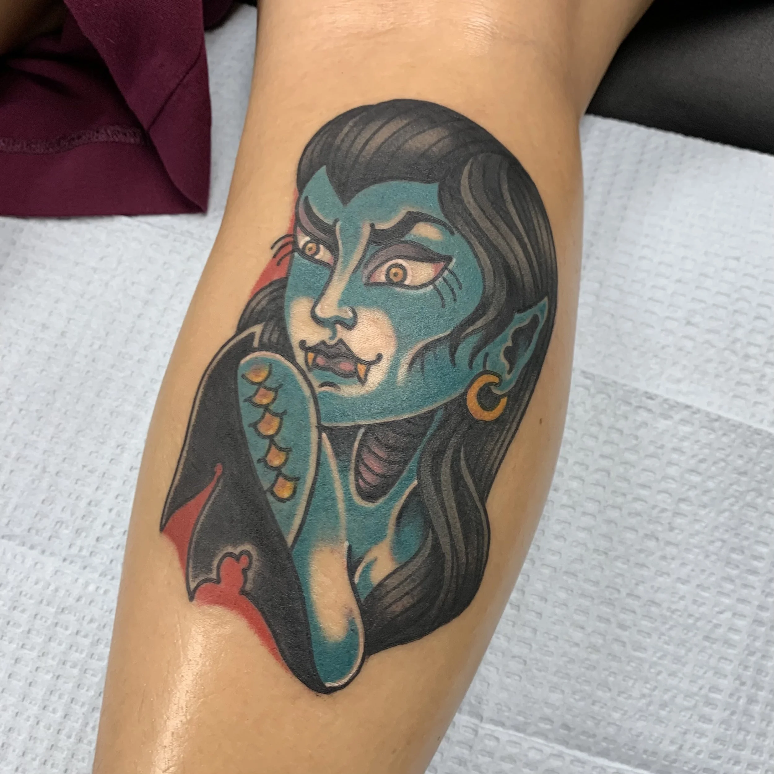 Tradtional Vampire Pin-up Tattoo