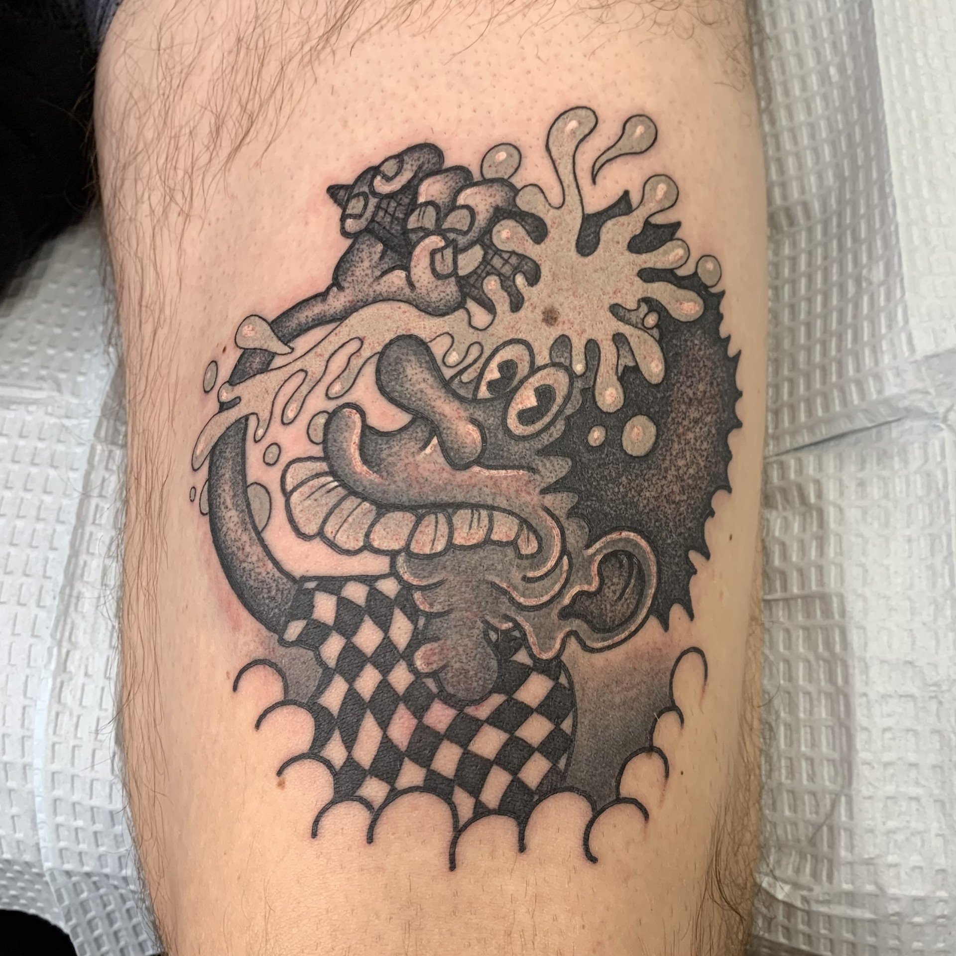 Blackwork Tattoo of the Ice Cream Kid