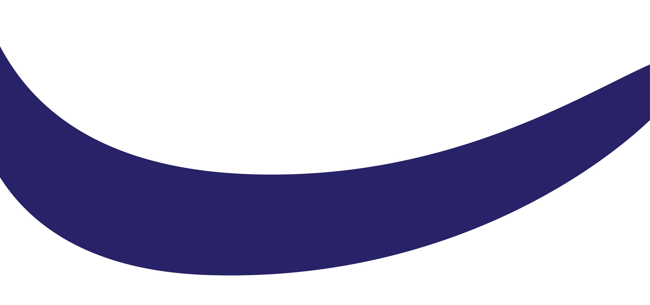 A stylized logo with a large black circle on top and a dark blue curved shape below, resembling a wave or swoosh.