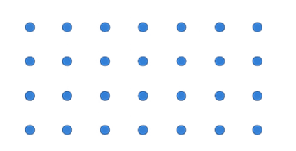 A grid of 24 blue circular icons with a small white dot and a line radiating outward, resembling a stylized sun or star, arranged in 6 rows and 4 columns on a black background.