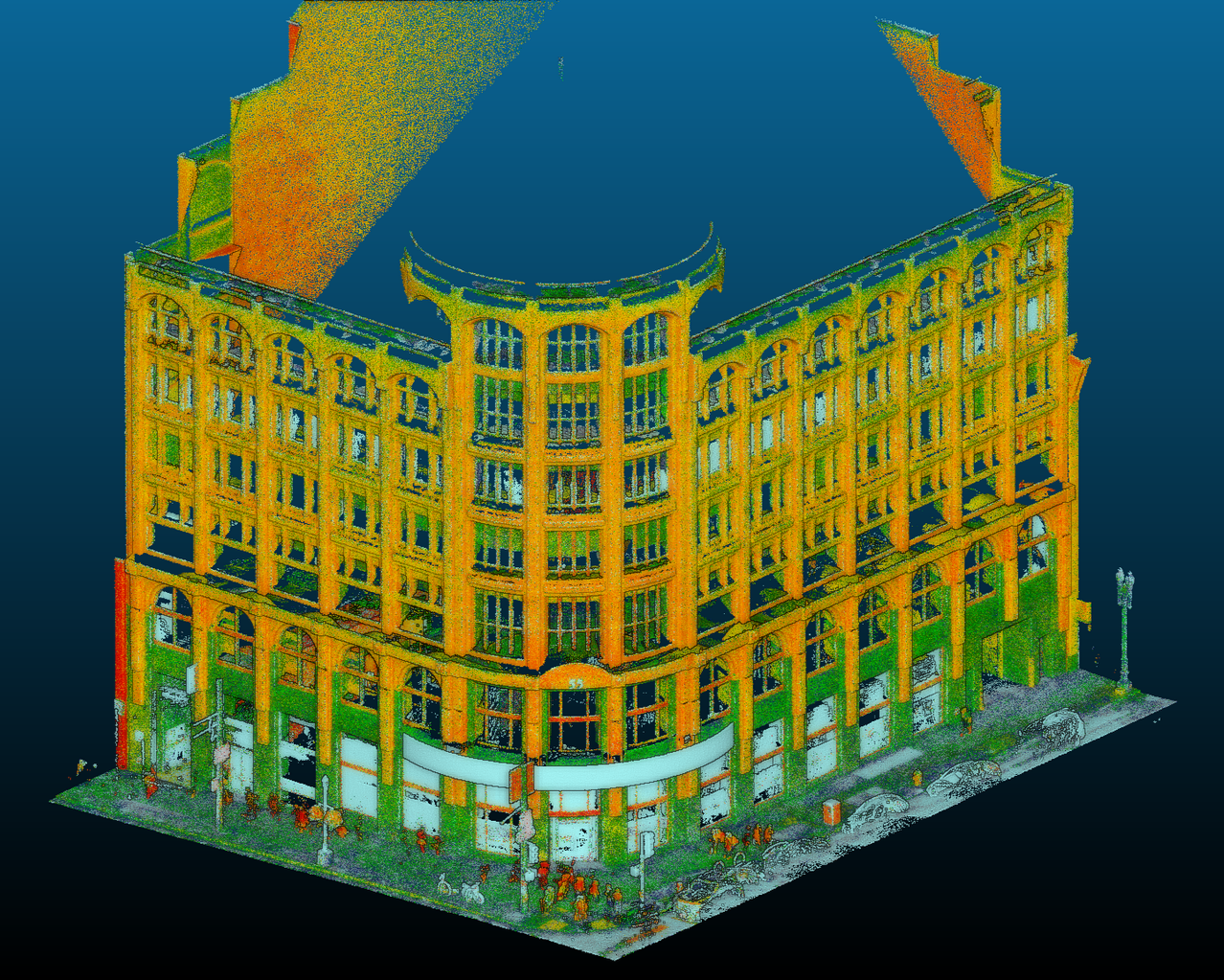 3D laser scan pointcloud of a building exterior in Southern California