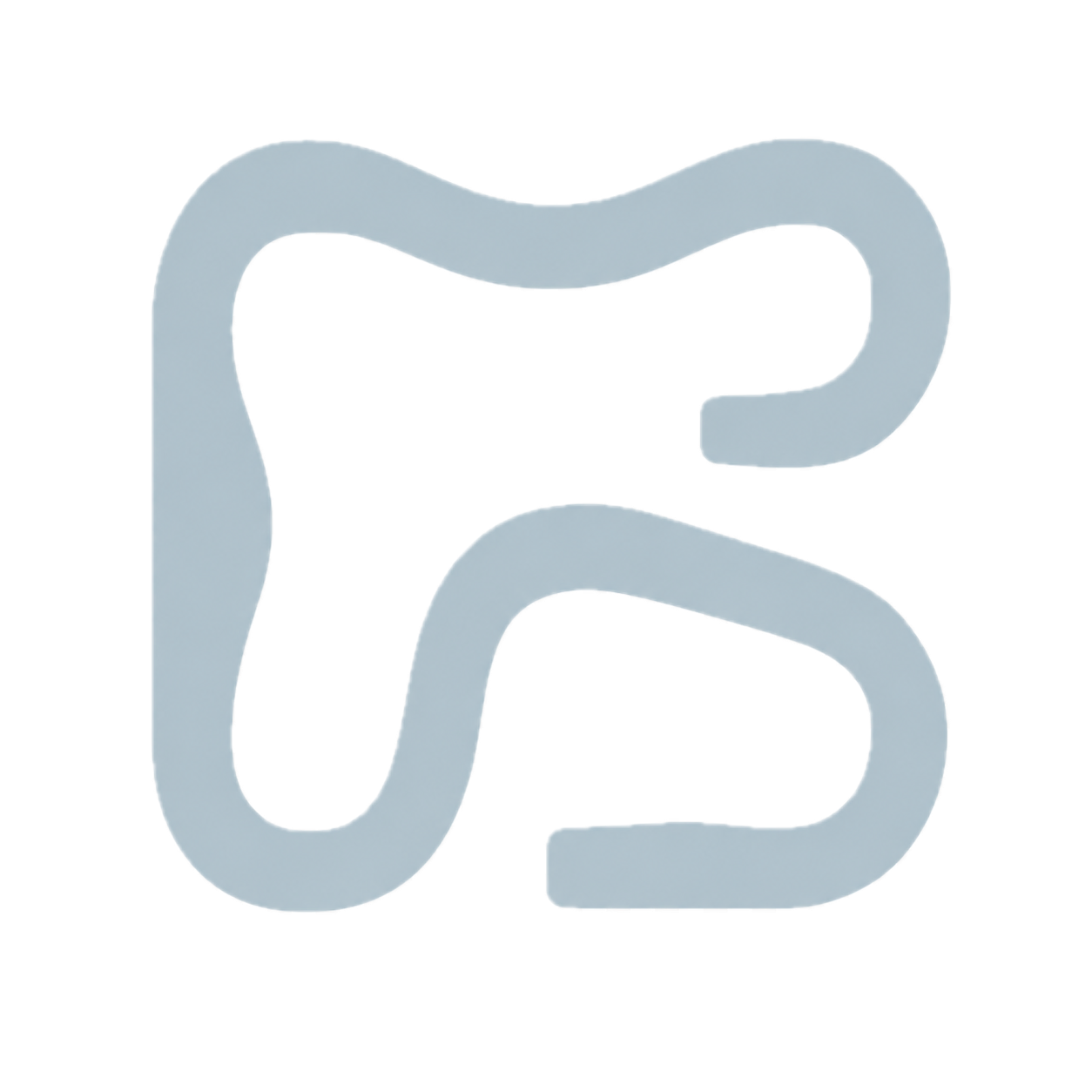 A metallic, abstract-shaped outline resembling a knot or loop with smooth curves and a shiny silver appearance.