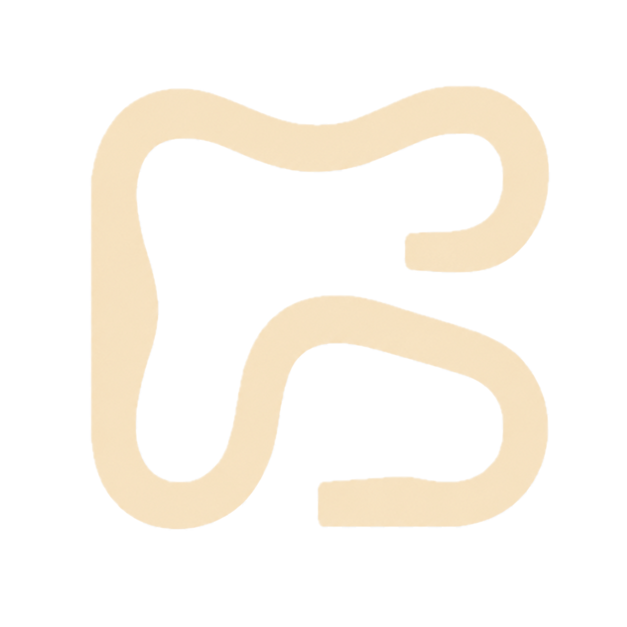 An abstract beige line drawing on a white background.