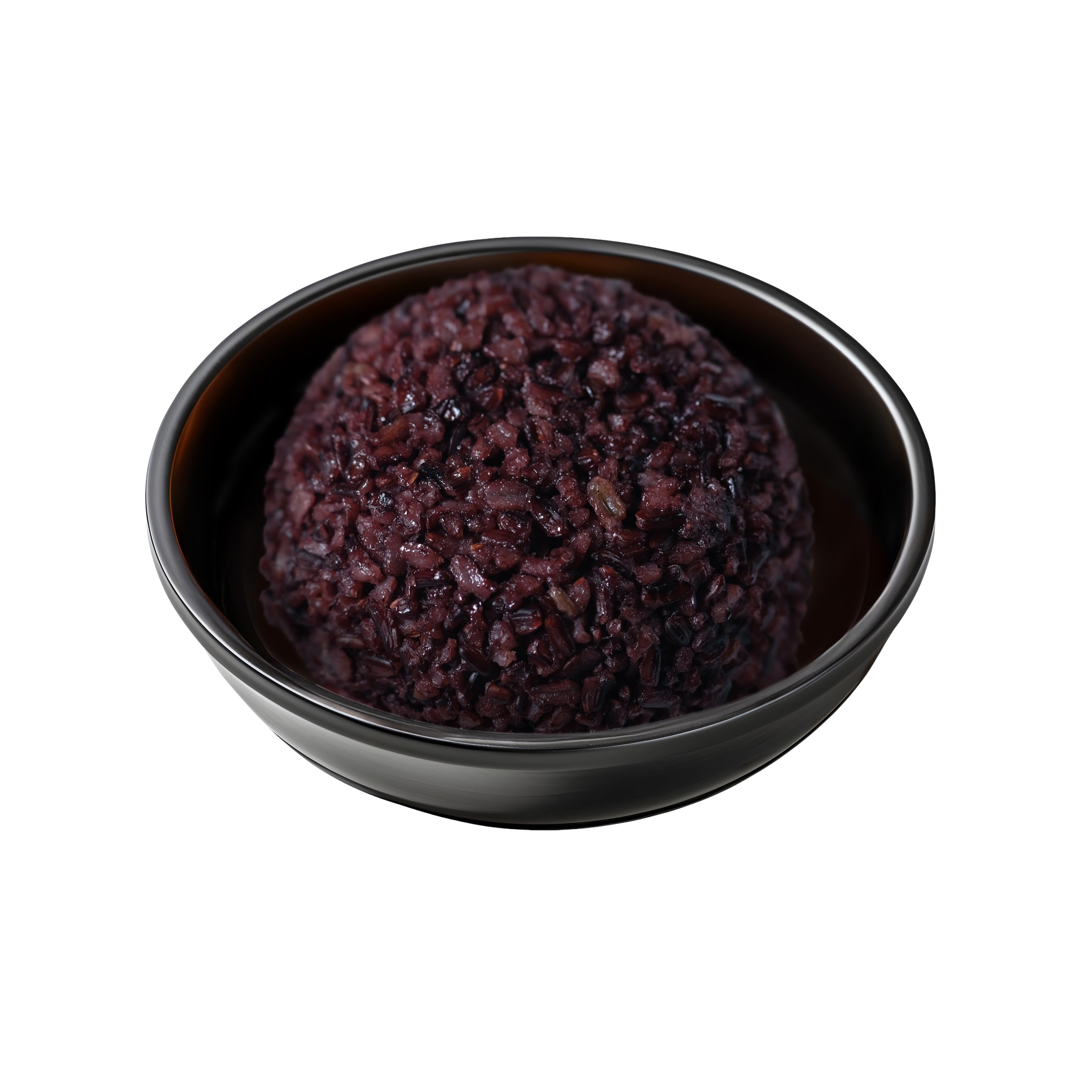 Close-up of a bowl filled with black rice and grains.