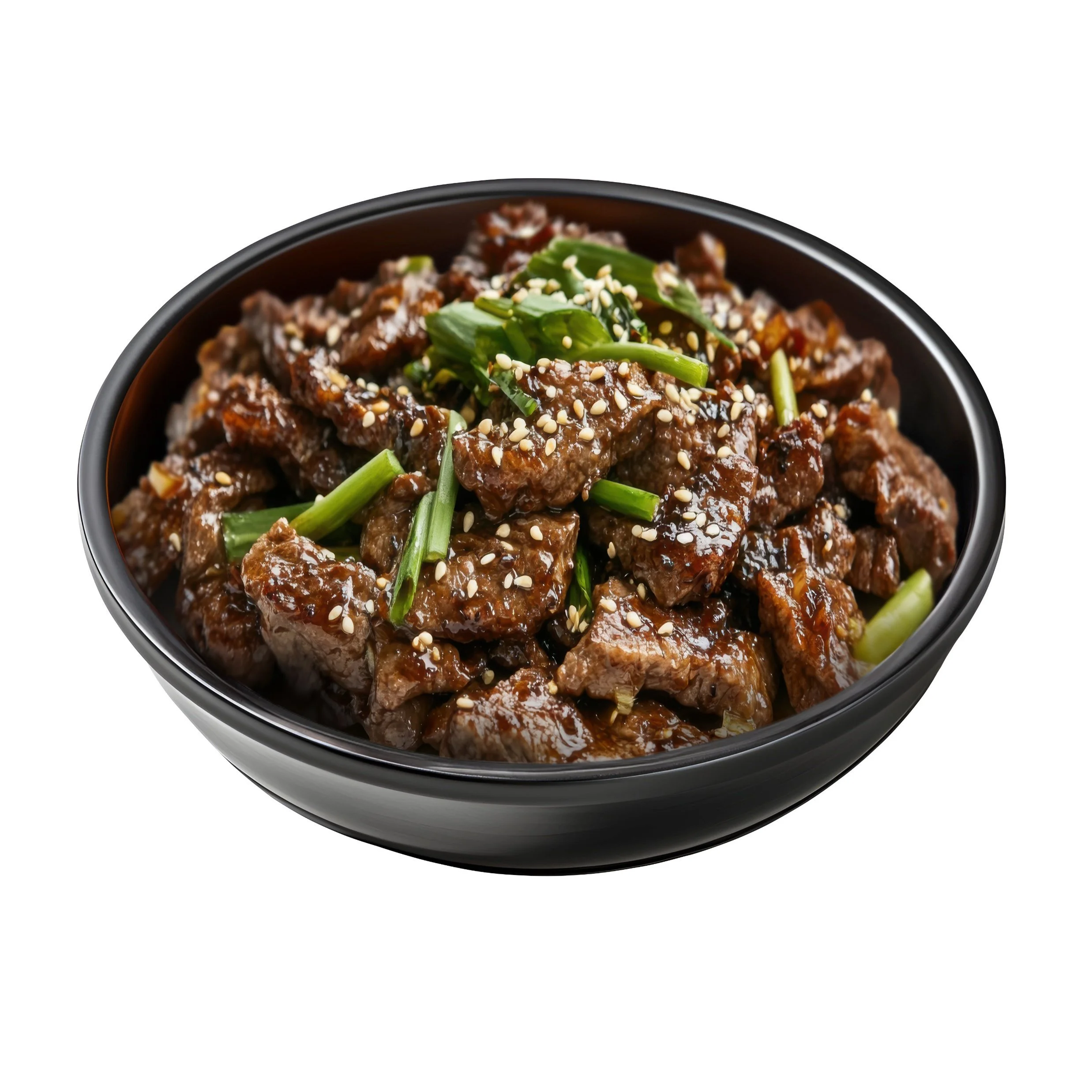 Gangnam Steak--Indulge in the bold sophistication of Gangnam with tender, marinated beef seared to perfection and grilled with red pepper and caramelized onion. A savory-sweet glaze and deep Korean-inspired flavors bring the energy of Seoul’s trendie