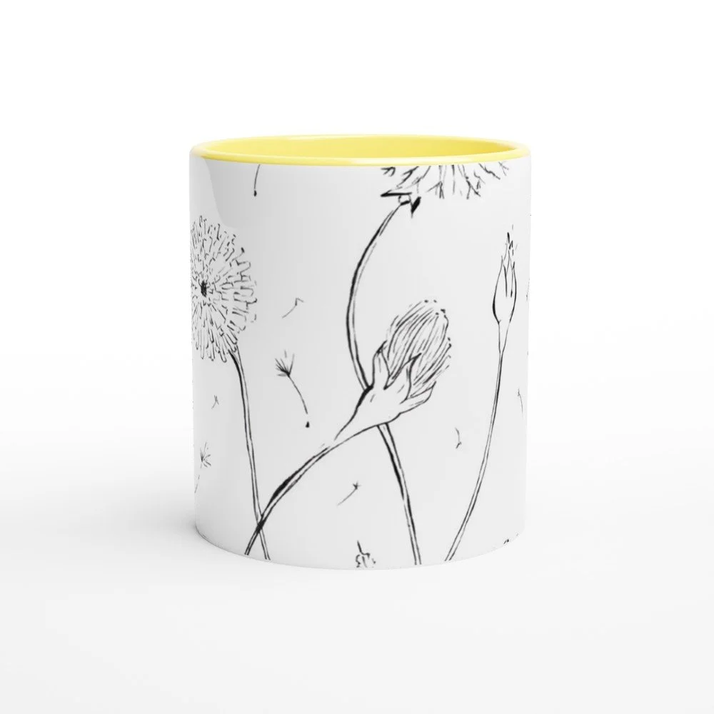 Amargot Taza de 325ml  de cerámica blanca con color en el interior