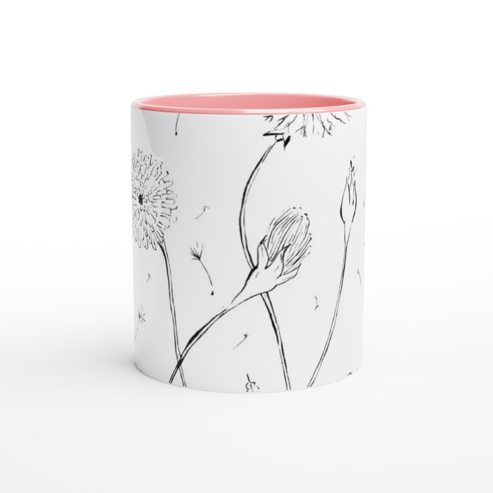 Amargot Taza de 325ml  de cerámica blanca con color en el interior