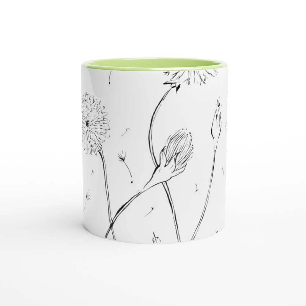 Amargot Taza de 325ml  de cerámica blanca con color en el interior