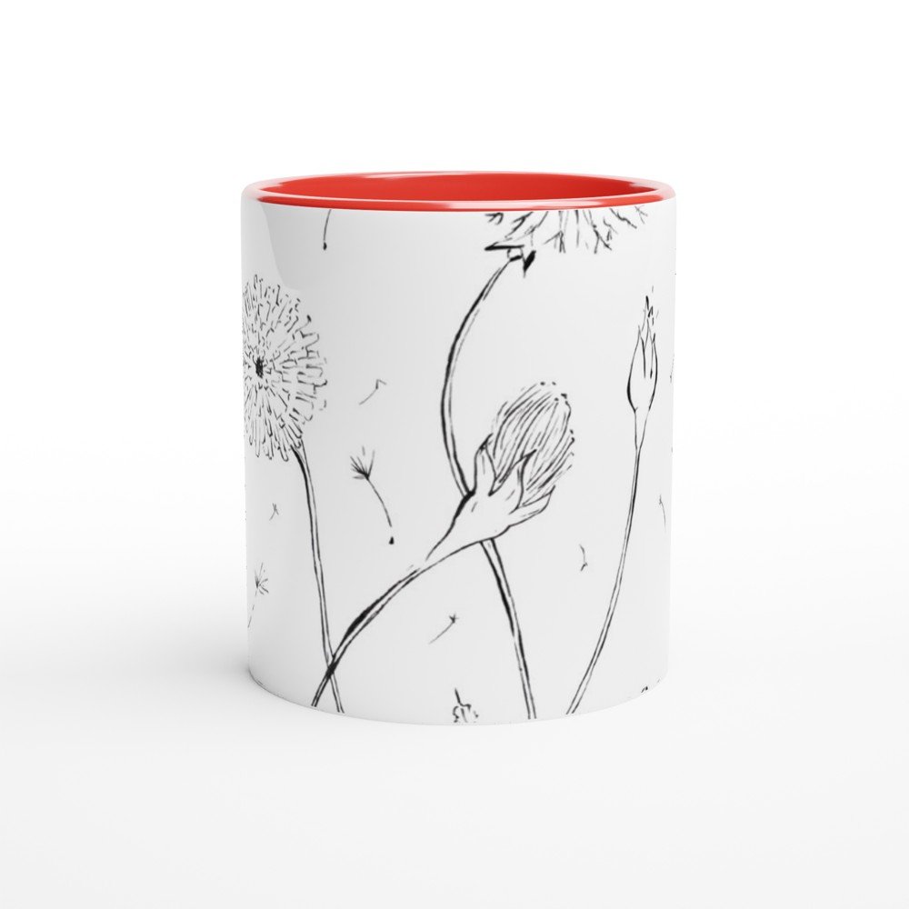 Amargot Taza de 325ml  de cerámica blanca con color en el interior