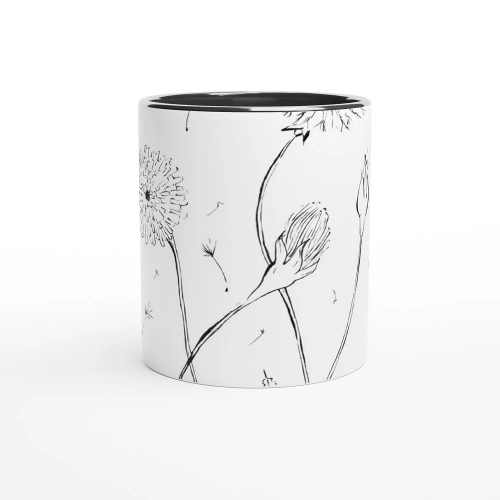 Amargot Taza de 325ml  de cerámica blanca con color en el interior