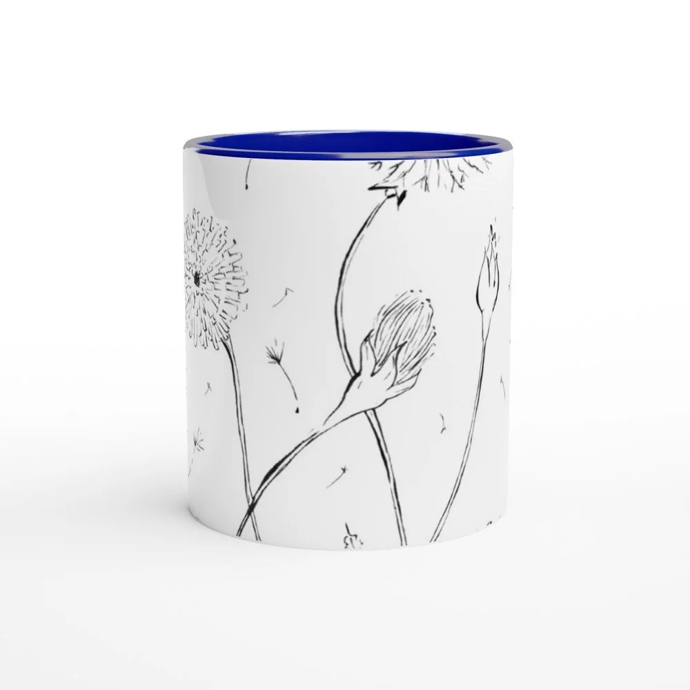 Amargot Taza de 325ml  de cerámica blanca con color en el interior