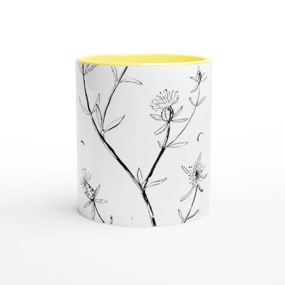 Bracera Taza de 325ml de cerámica blanca con color en el interior