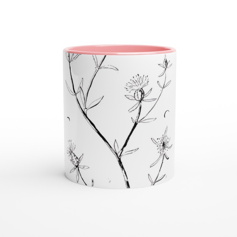 Bracera Taza de 325ml de cerámica blanca con color en el interior