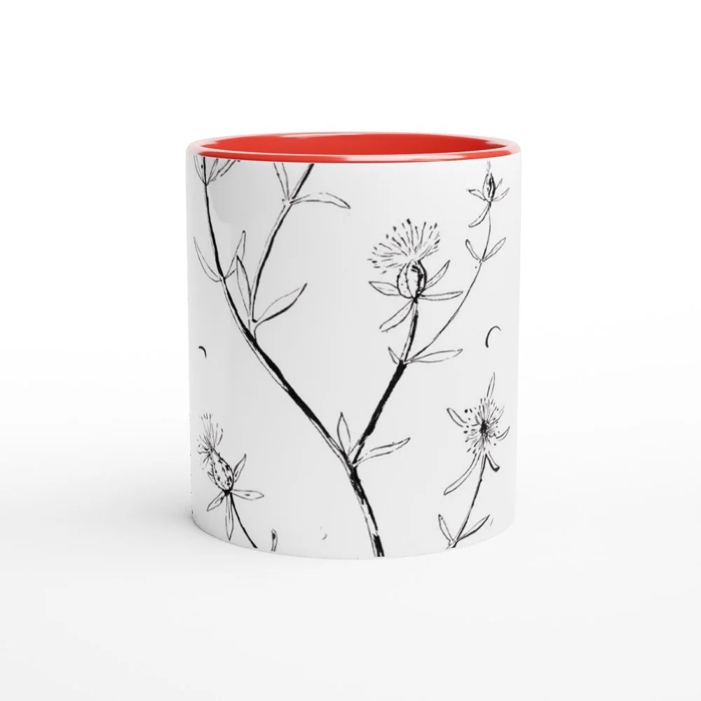 Bracera Taza de 325ml de cerámica blanca con color en el interior