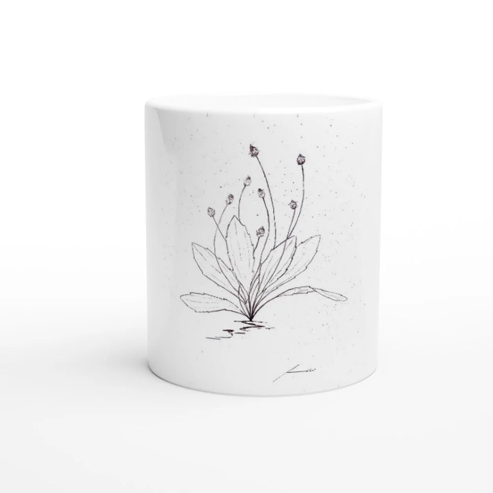 Llantén Taza de cerámica blanca de 325ml