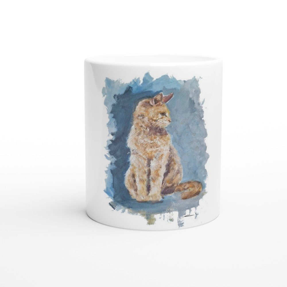Gat I  Taza de cerámica blanca de 325ml