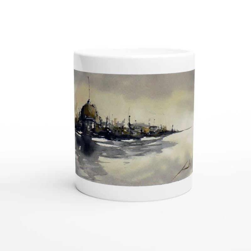 Taza de cerámica blanca de 11 oz