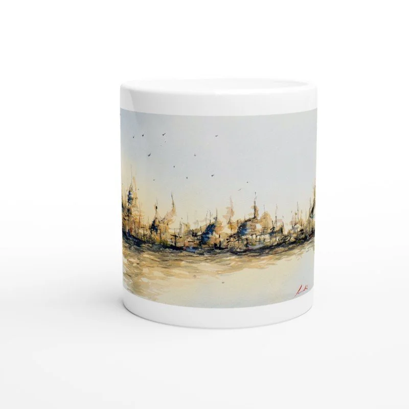 Taza de cerámica blanca de 11 oz