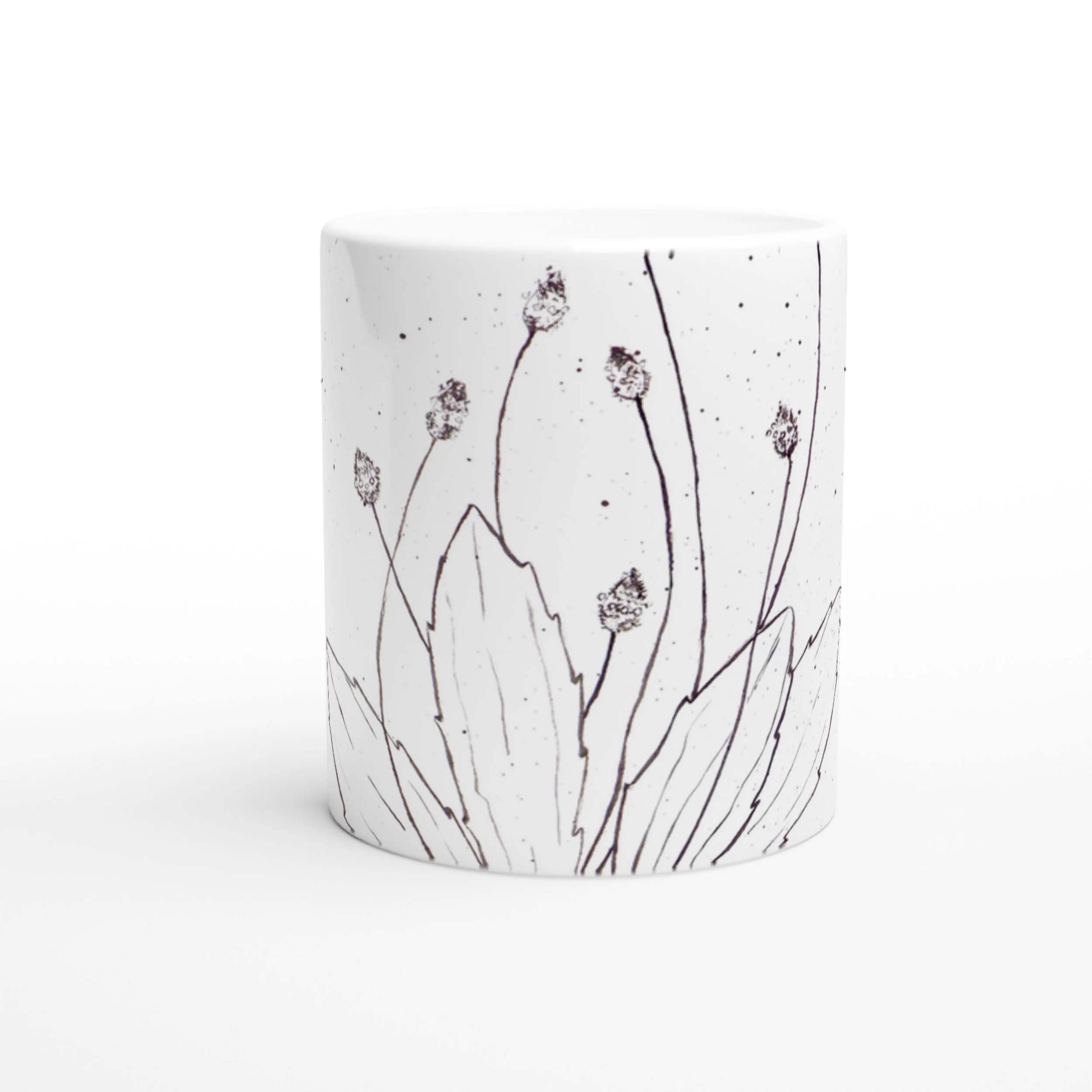 Llantén II  Taza de cerámica blanca de 325ml