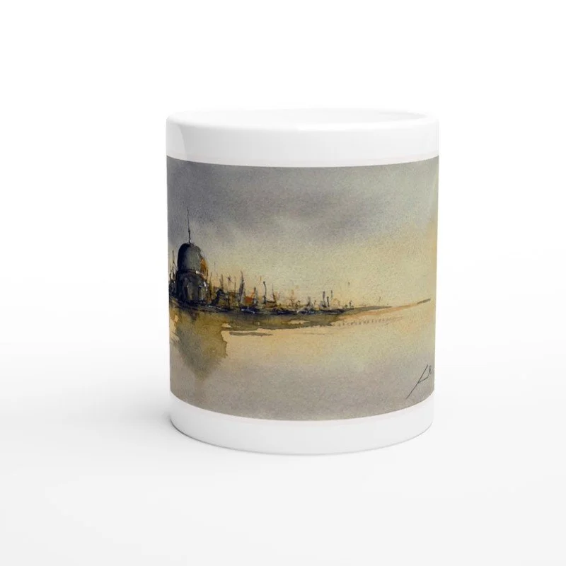 Taza de cerámica blanca de 11 oz