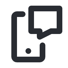 Icon of a smartphone with a speech bubble on the screen.