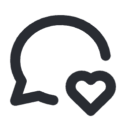 Icon of a speech bubble with a heart inside